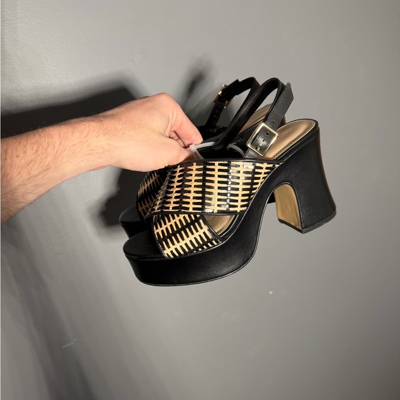 Anthropologie Cross-Strap Woven Platform Sandals Size EU 38 - Picture 2 of 7